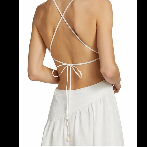 NWT Zimmermann Ivory Tropicana Asymmetric Open Back Dress $675 - Picture 5 of 6